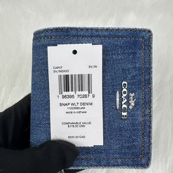Coach Snap Wallet In Silver/Denim CAP07 NWT - Picture 4 of 6